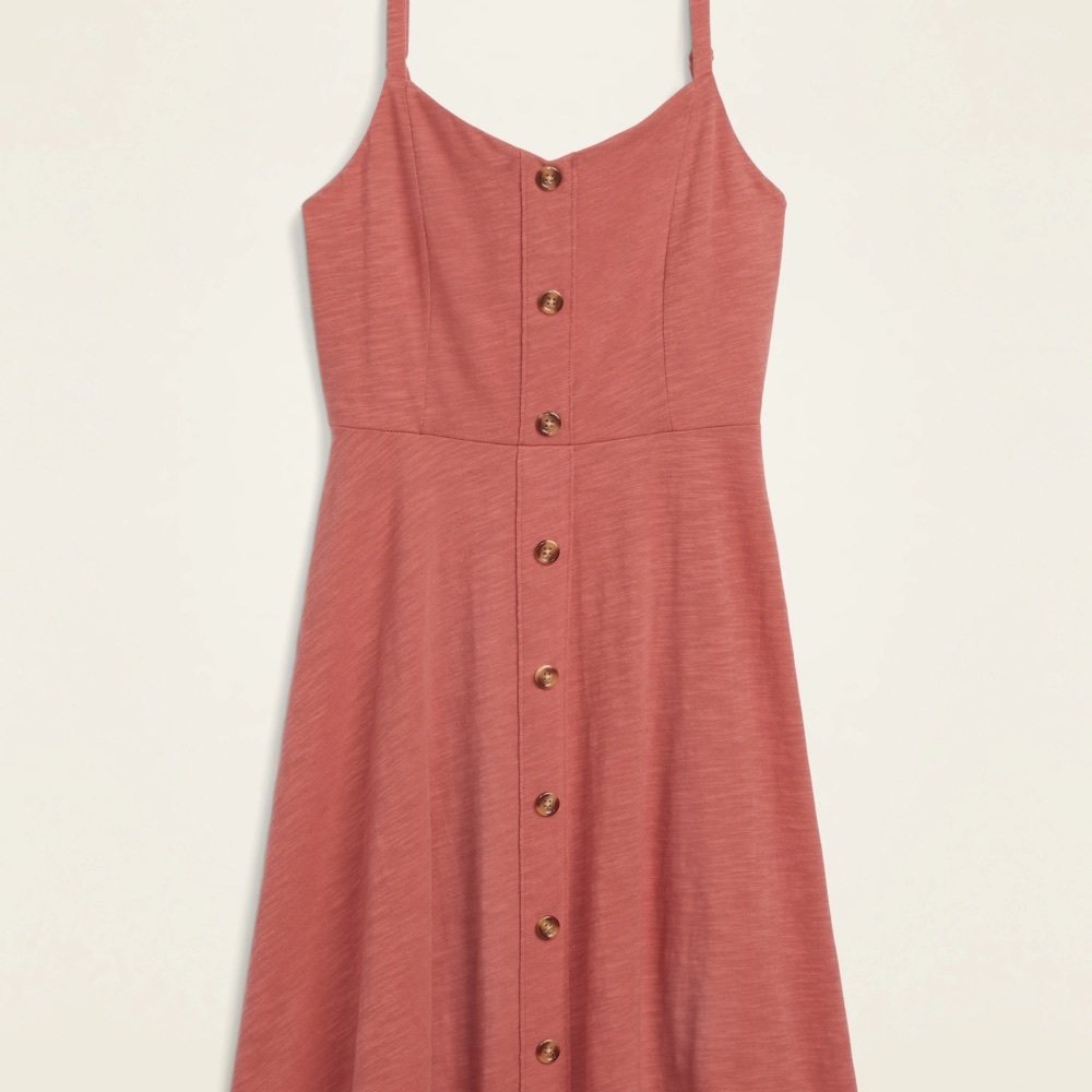 Slub-Knit Button-Front Cami Fit & Flare Dress for Women in Spice Girl color